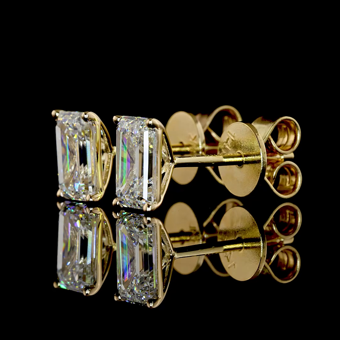14K Yellow Gold Emerald Studs – ER22321 - image 3