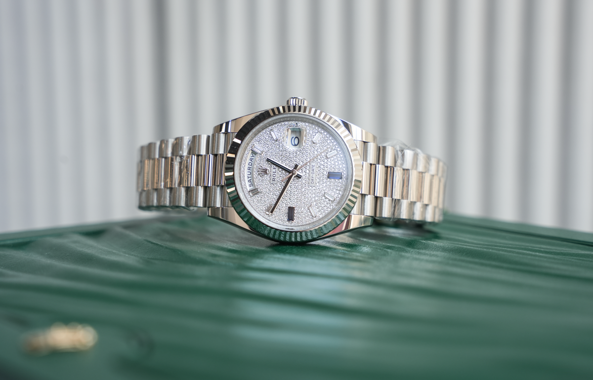 Rolex Day-Date 40 228236, Platinum Case with Diamond Pavé Dial, President Bracelet