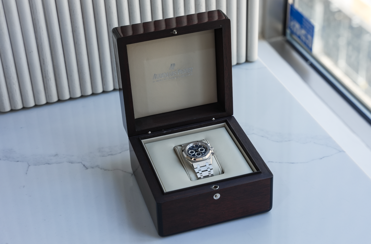 Audemars Piguet Royal Oak Chronograph 26022BC.OO.D028CR.01 White Gold Blue Dial 39mm