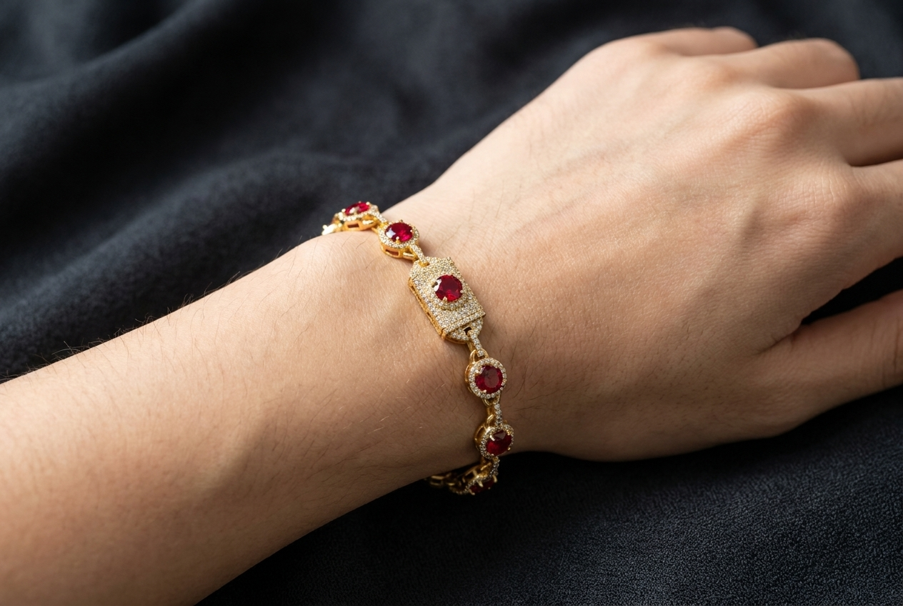 Ruby Halo Tennis Bracelet