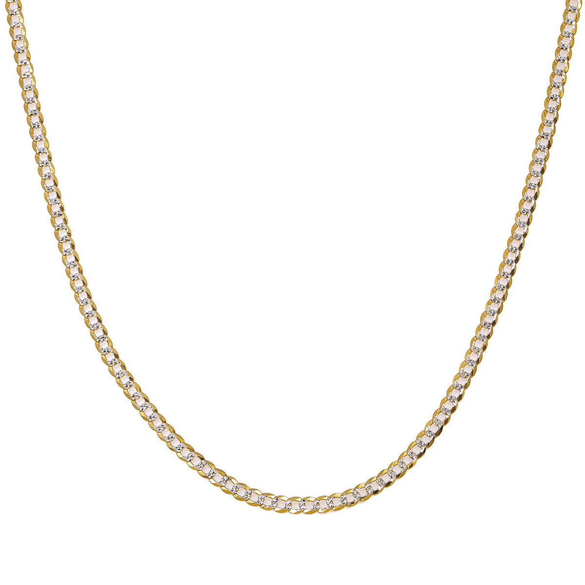14K Hollow Yellow Gold Diamond Cut 3mm Open Cuban Link Chain Available In Sizes 18"-26"