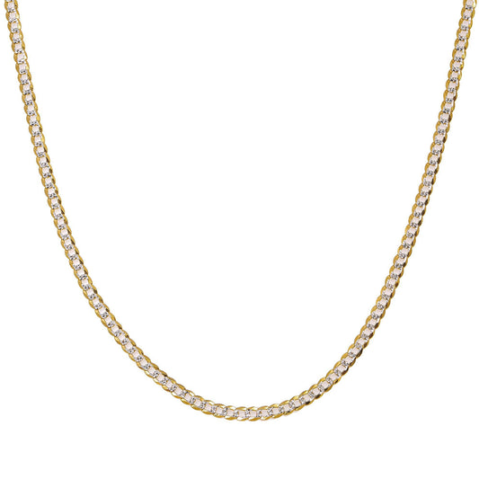 14K Hollow Yellow Gold Diamond Cut 3mm Open Cuban Link Chain Available In Sizes 18"-26"