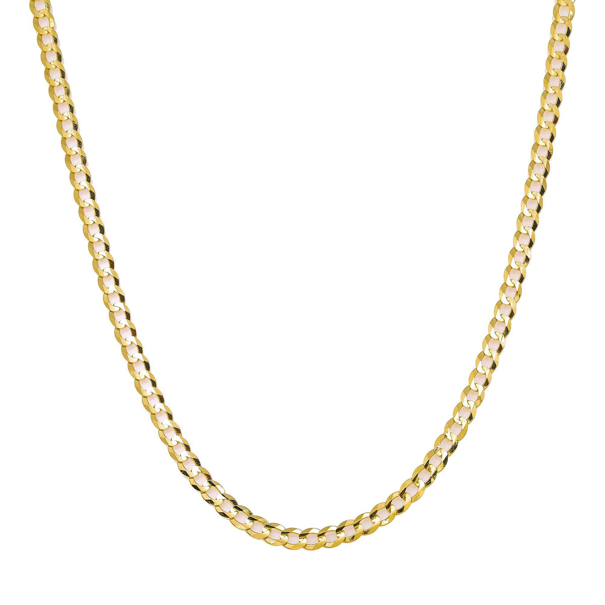 14K Hollow Yellow Gold 3mm Open Cuban Link Chain Available In Sizes 18"-26"