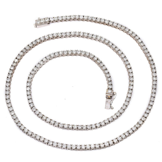 14K White Gold Men's Tennis Chain With 15 CT Diamonds product view