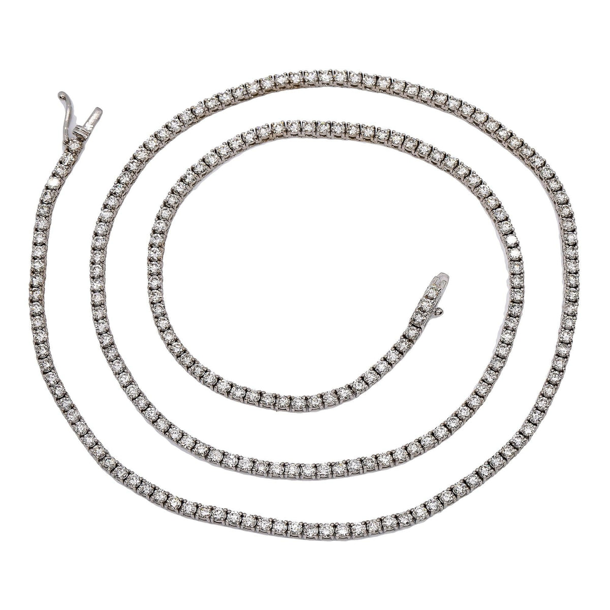 14K White Gold Men's Tennis Chain With 10.00 CT Diamonds product view