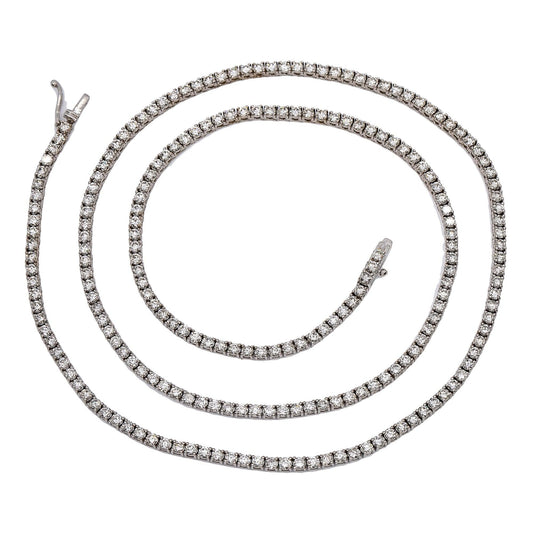 14K White Gold Men's Tennis Chain With 10.00 CT Diamonds product view