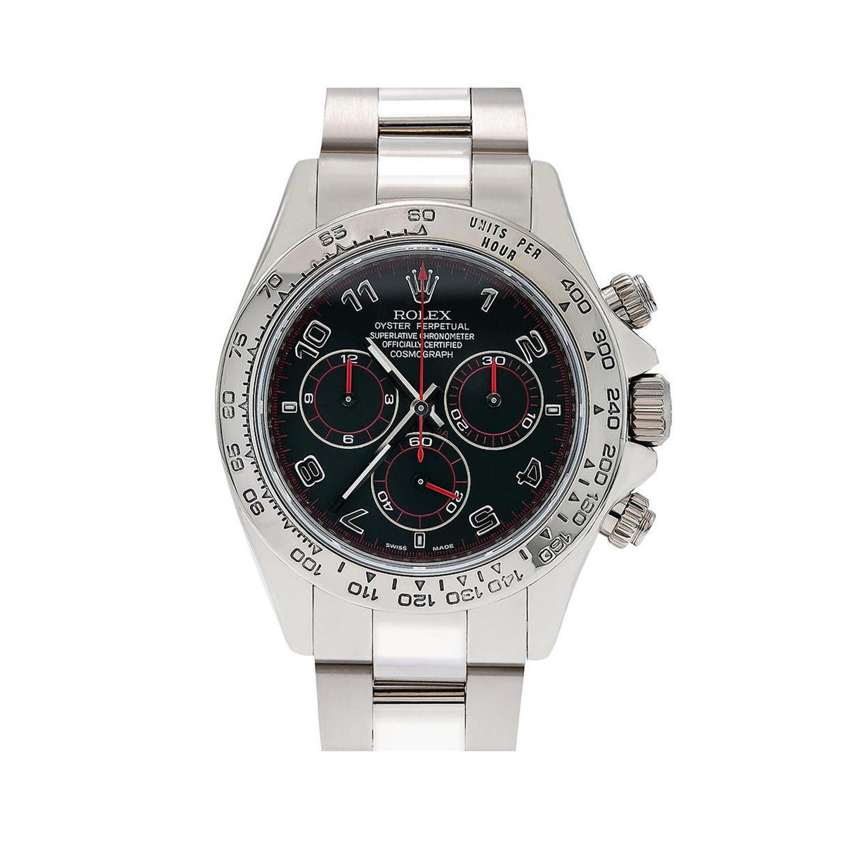 Rolex Cosmograph Daytona 40MM 116509 Black Arabic Dial Tachymeter Bezel Stainless Steel Oyster Bracelet front view