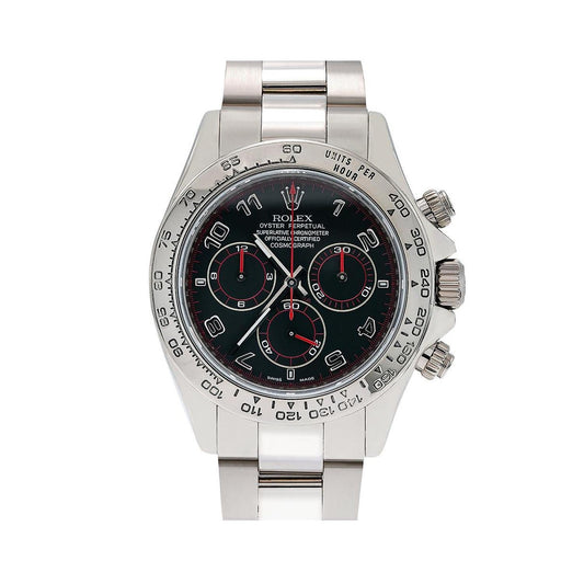 Rolex Cosmograph Daytona 40MM 116509 Black Arabic Dial Tachymeter Bezel Stainless Steel Oyster Bracelet front view