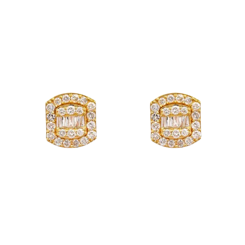 14K Yellow Gold UNISEX Earrings with 0.77 CT Diamonds