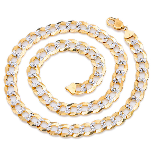 14K Yellow Gold Pave Cuban Link Chain Available Sizes 18"-28"