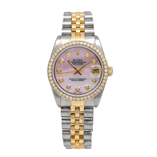 Rolex Datejust Diamond Bezel 68273, 31mm Pink Diamond Dial