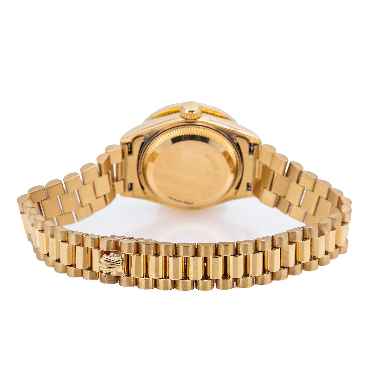 Rolex Datejust 26mm 69178 White Mother of Pearl Diamond Dial Diamond Bezel 18K Yellow Gold President Bracelet