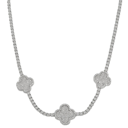 10K GOLD ROUND DIAMOND CLOVER TWO TONE TENNIS CHAIN 3.55 CT product view