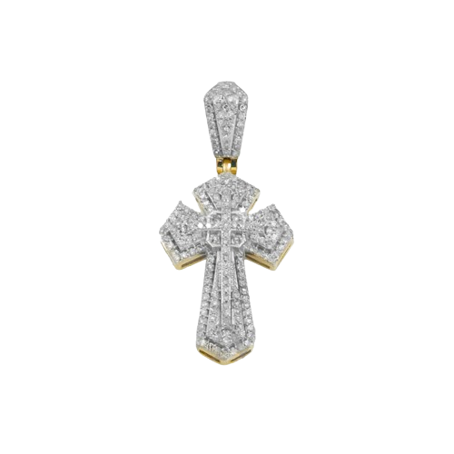 10K Gold Diamond 3D Cross Pendant 0.60 CT Diamonds