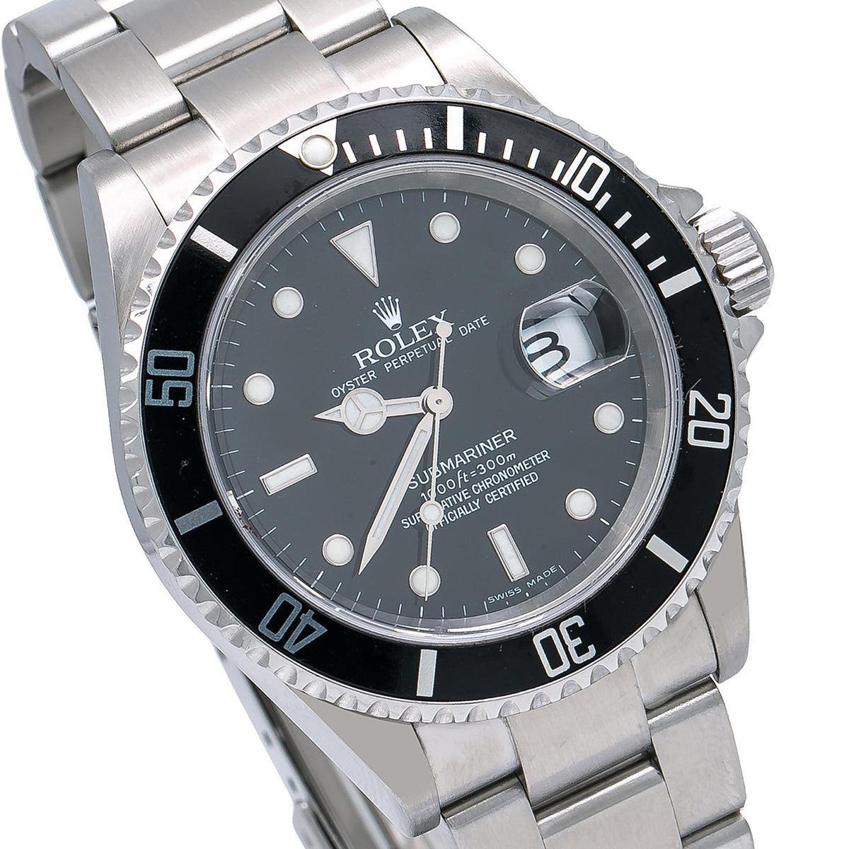 Rolex Submariner Date 40MM 16610 Black Dial Black  Bezel Stainless Steel Oyster Bracelet detail view