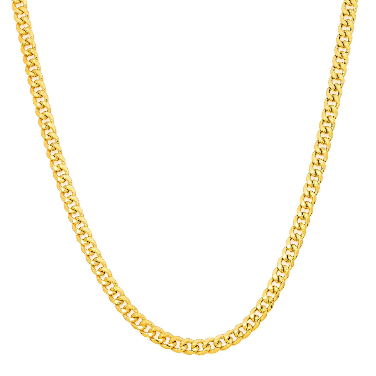 10k Yellow Gold 4mm Hollow Cuban Link Available In Sizes 18"-26"