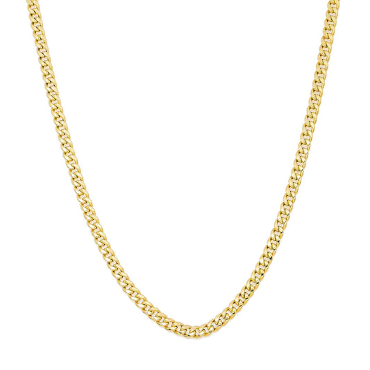 10k Yellow Gold 4mm Hollow Cuban Link Available In Sizes 18"-26"