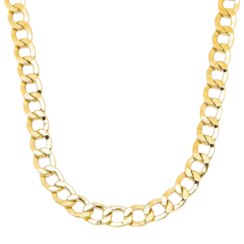 10K Yellow Gold 9mm Hollow Cuban Chain Link Sizes 18" to 26"