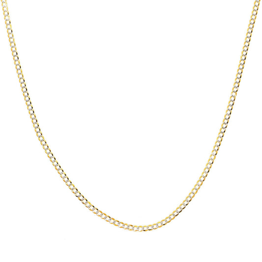 10k Yellow Gold 3mm Flat Diamond Cut Cuban Chain Available In Sizes 18"-26"