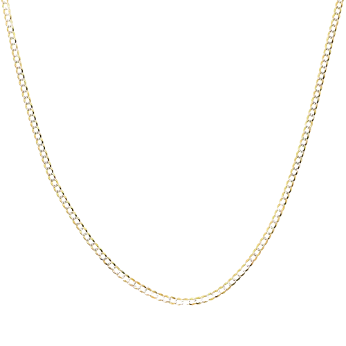 19K Yellow Gold 3mm Flat Diamond Cut Cuban Chain Sizes 18" to 26"