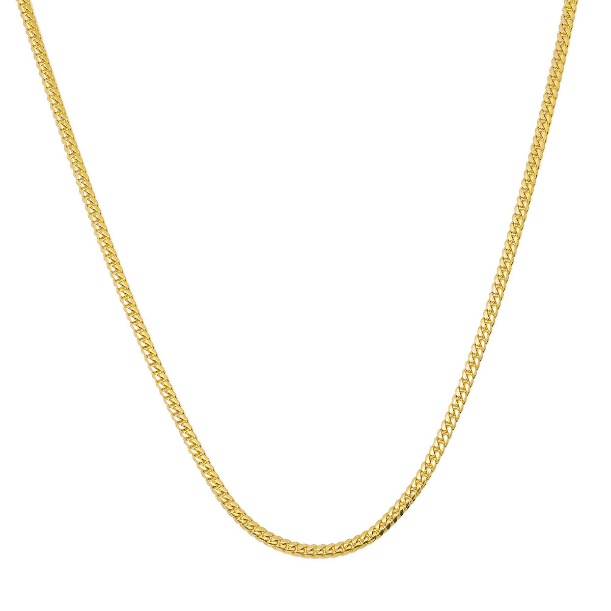 10k Yellow Gold 3mm Solid Miami Cuban Chain Link Available In Sizes 18"-26"
