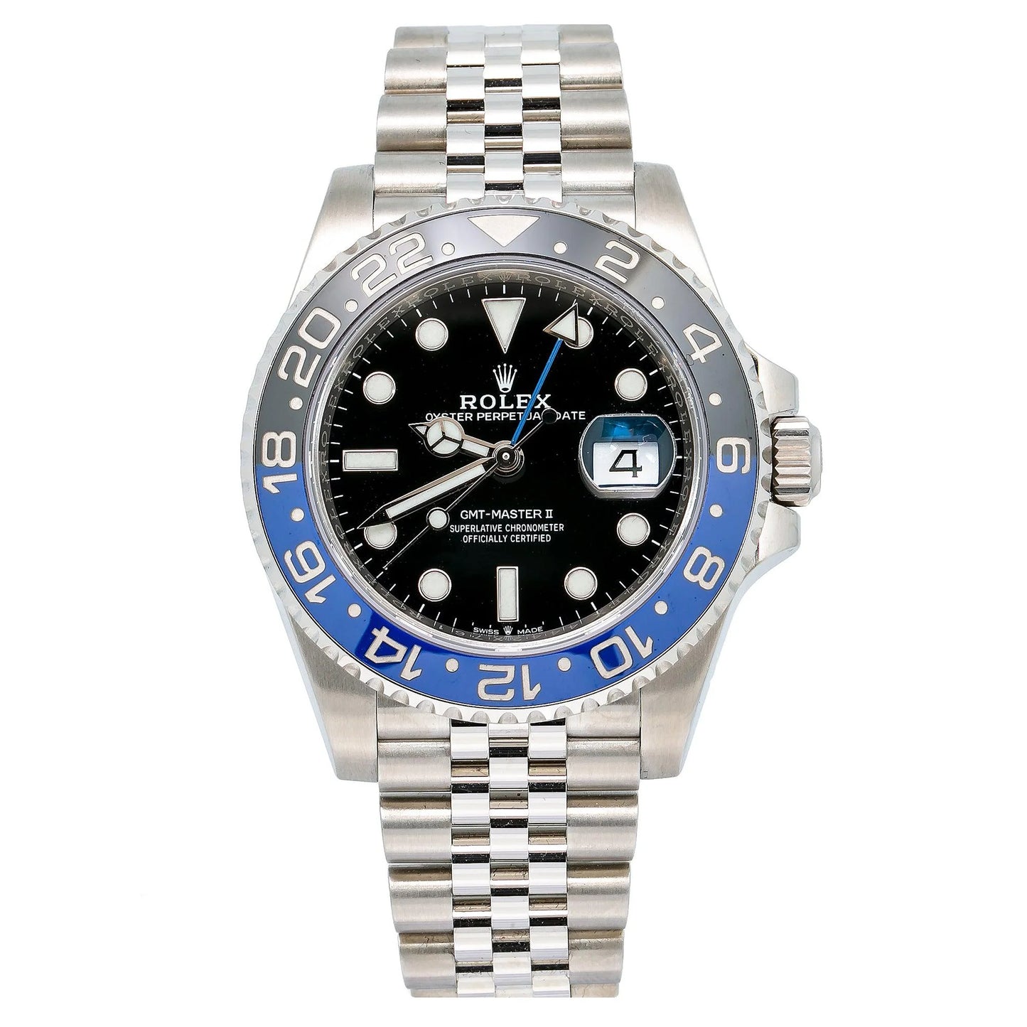 Rolex GMT-Master II 40mm 126710BLNR “Batgirl” — Black Dial, Black & Blue Ceramic Bezel, Jubilee Bracelet