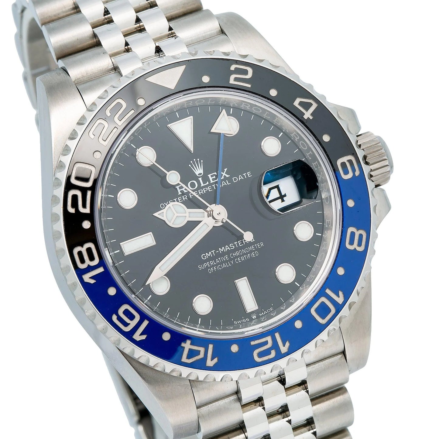Rolex GMT-Master II 40mm 126710BLNR “Batgirl” — Black Dial, Black & Blue Ceramic Bezel, Jubilee Bracelet