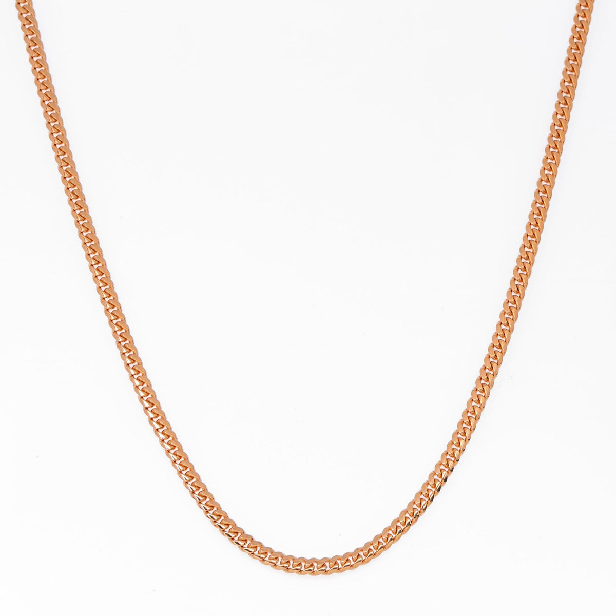 10k Rose Gold 3mm Solid Cuban Chain Available In Sizes 18"-26"