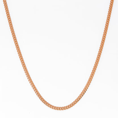 10k Rose Gold 3mm Solid Cuban Chain Available In Sizes 18"-26"