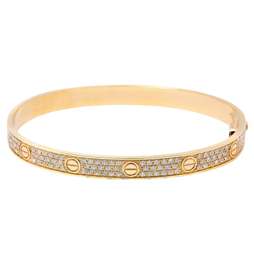 18K Yellow Gold Bangle Bracelet with 3.30 CT Diamonds