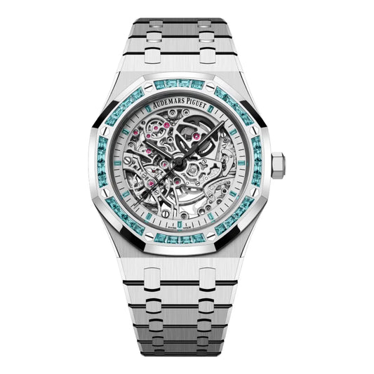 Audemars Piguet Royal Oak 15412BC.TO.1220BC.01 Double Balance Wheel Openworked Swiss Topaz Bezel 41MM White Gold