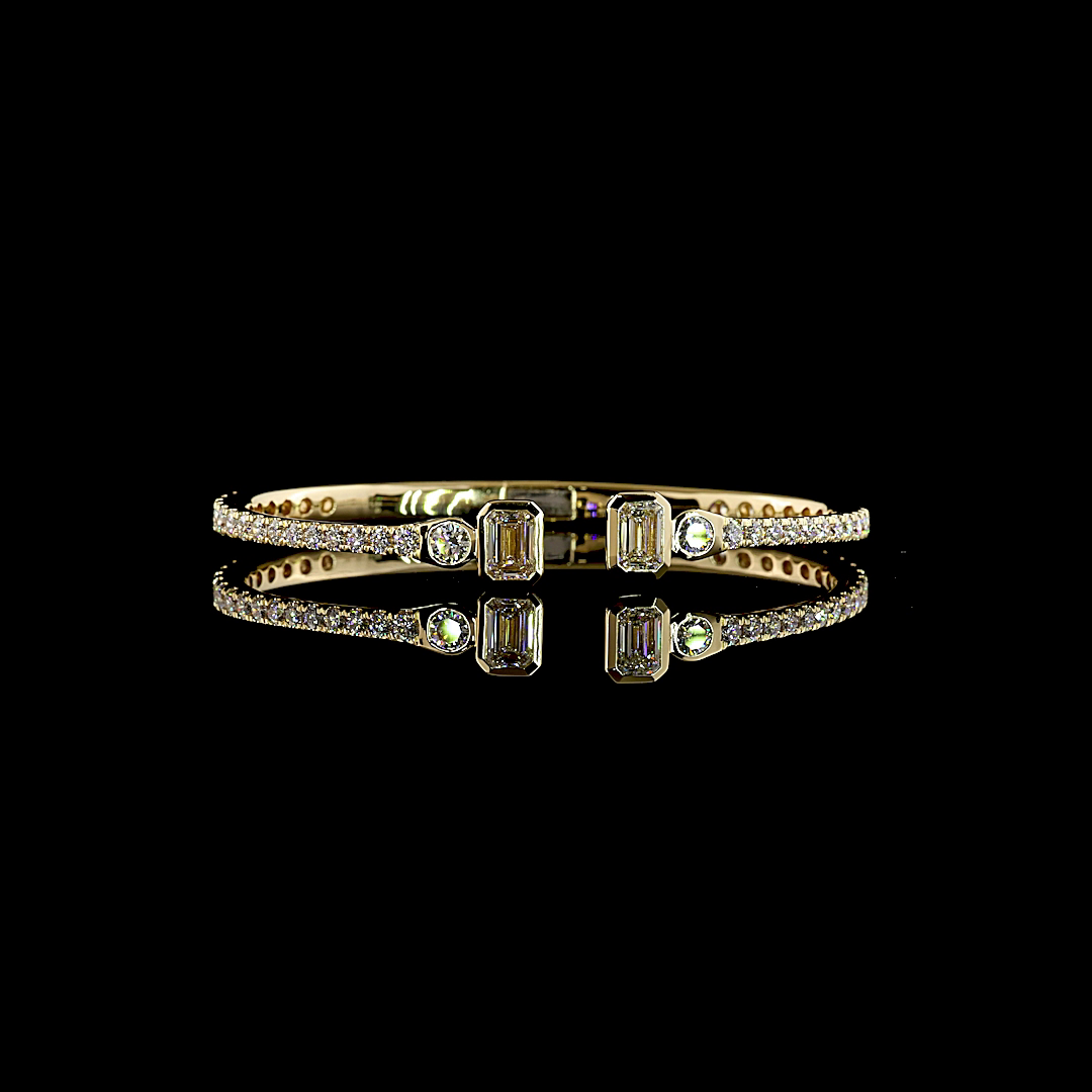 14K Yellow Gold Emerald Bangles – BC7515 - image 1