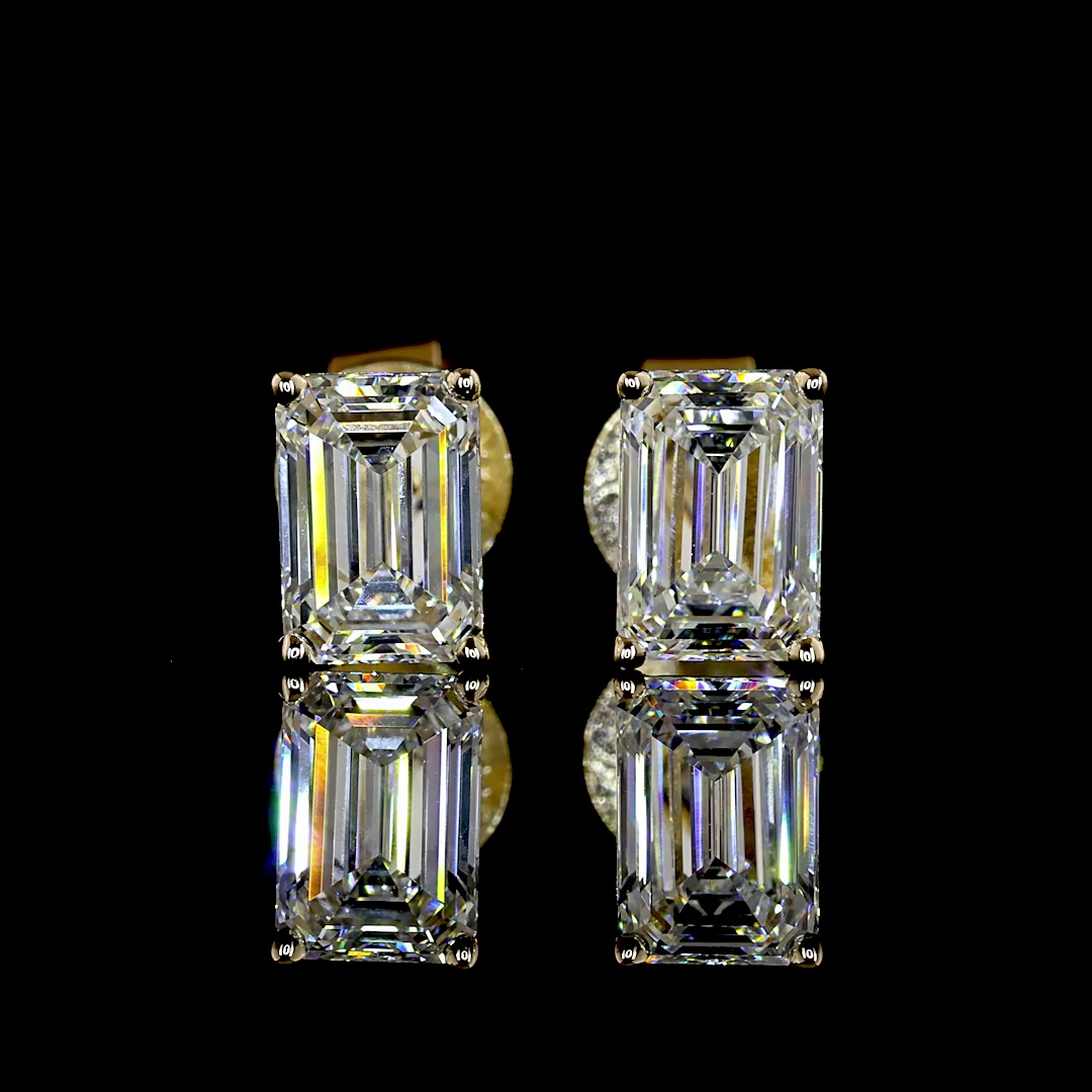 14K Yellow Gold Emerald Studs – ER22321 - image 1