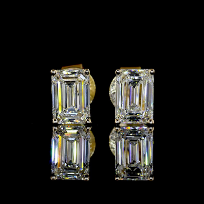 14K Yellow Gold Emerald Studs – ER22321 - image 1