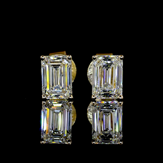 14K Yellow Gold Emerald Studs – ER22321 - image 1