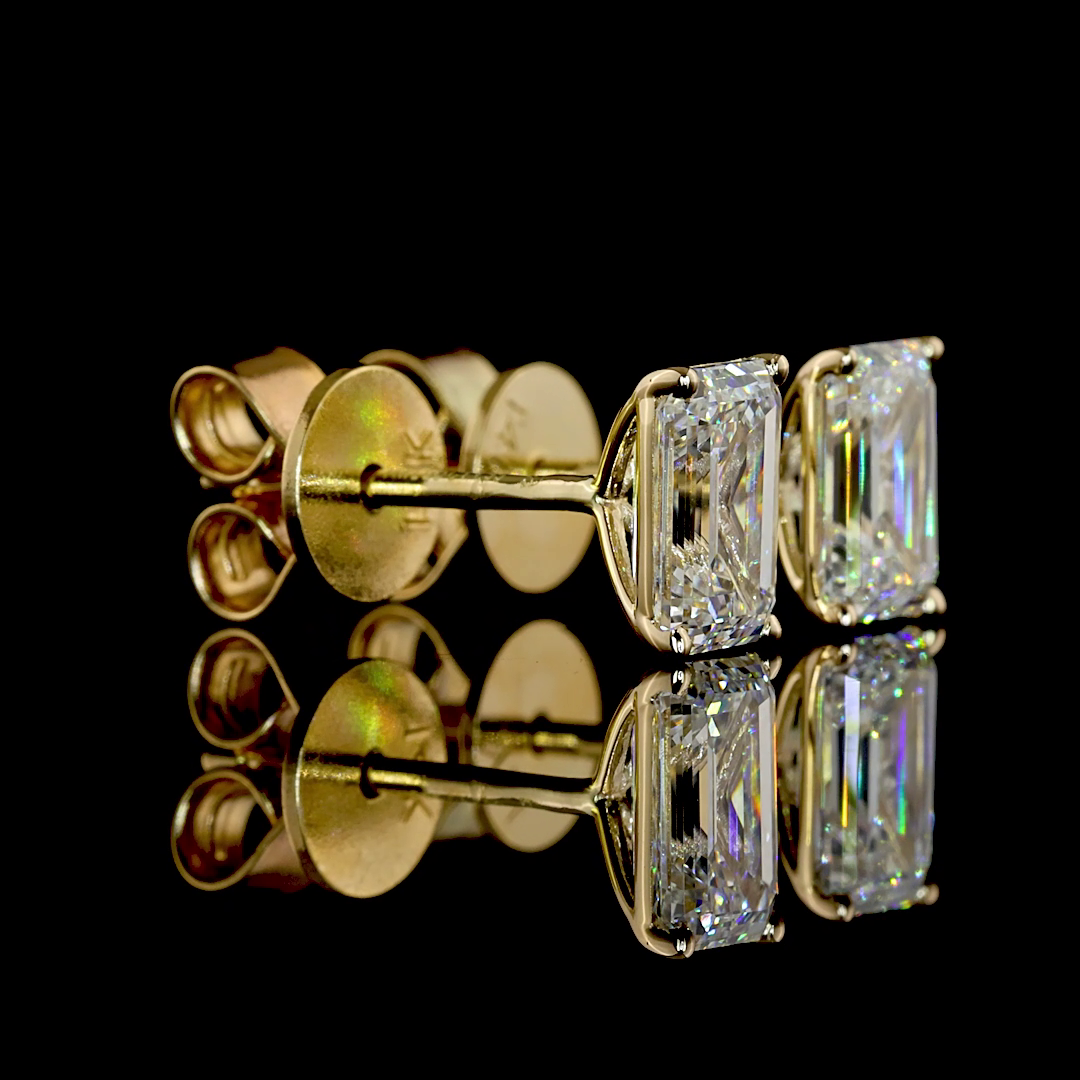 14K Yellow Gold Emerald Studs – ER22321 - image 2