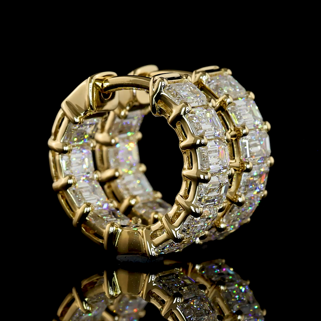 14K Yellow Gold Emerald Huggies – ER23440 - image 1