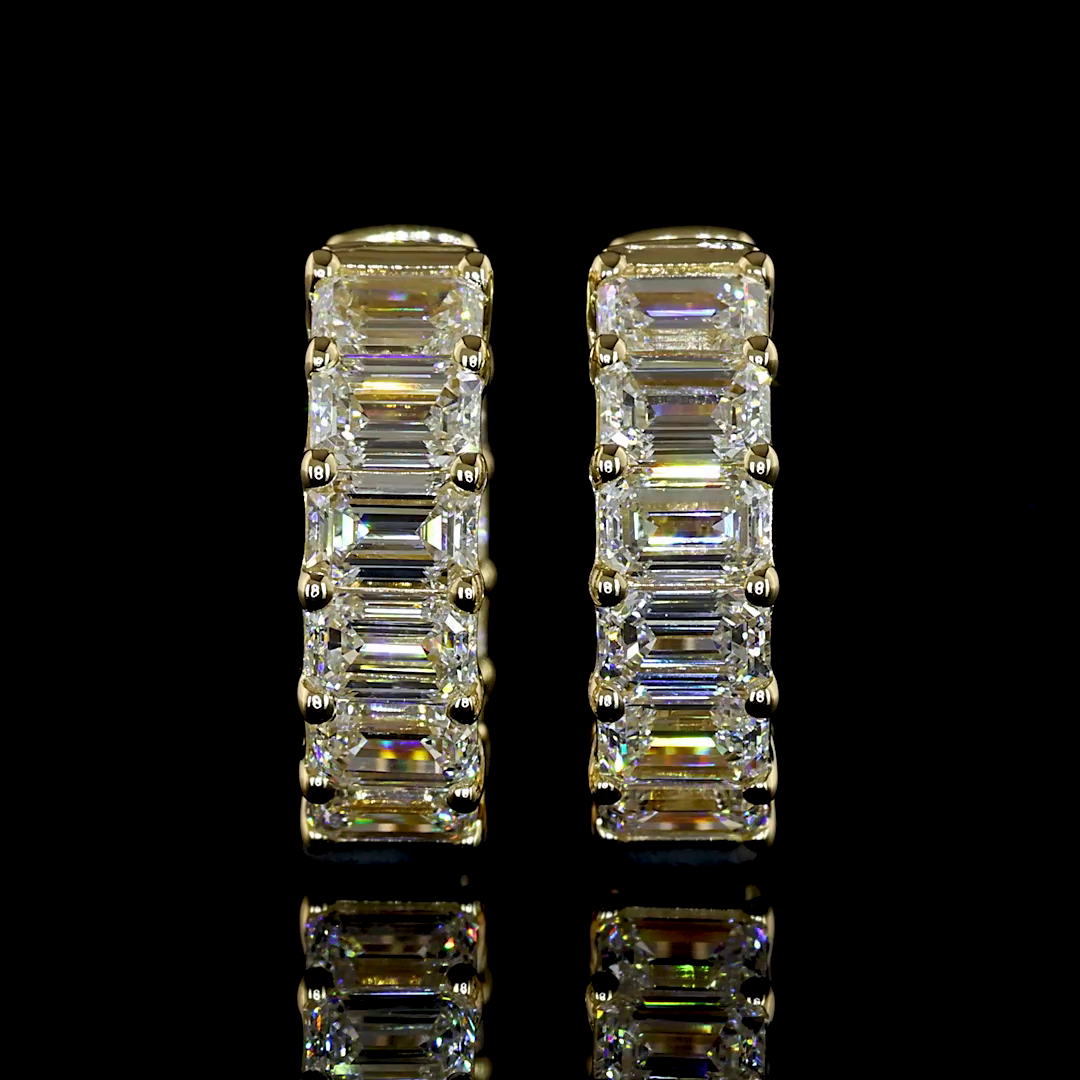 14K Yellow Gold Emerald Huggies – ER23440 - image 2