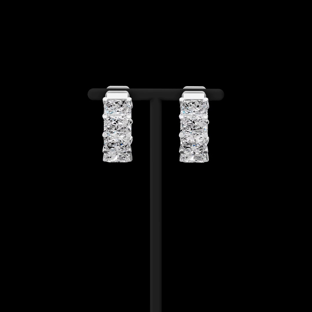14K White Gold Radiant Huggies – ER23451 - image 1