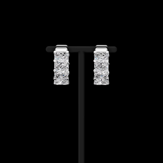14K White Gold Radiant Huggies – ER23451 - image 1