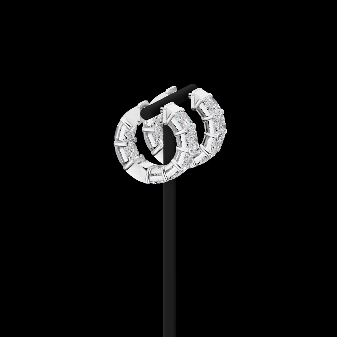 14K White Gold Radiant Huggies – ER23451 - image 2