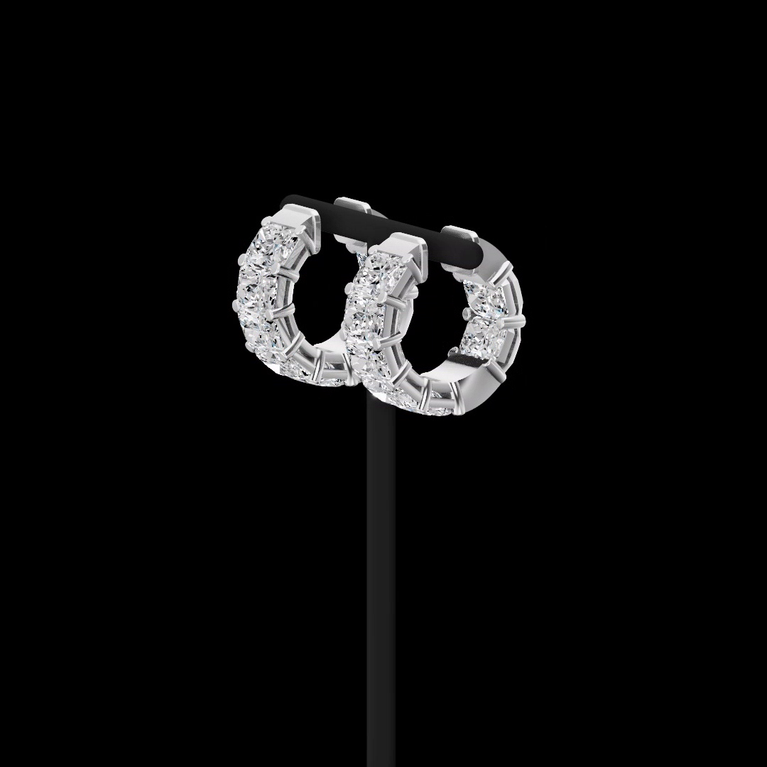 14K White Gold Radiant Huggies – ER23451 - image 3