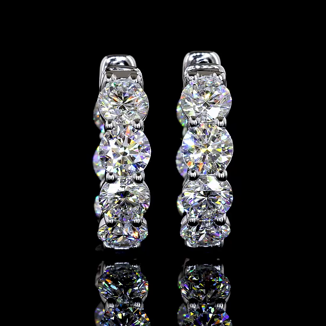 14K White Gold Round Huggies – ER23455 - image 1