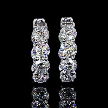 14K White Gold Round Huggies – ER23455 - image 1