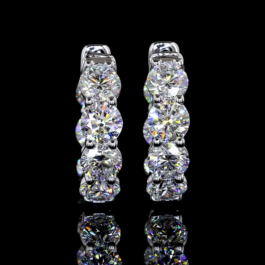 14K White Gold Round Huggies – ER23455 - image 1