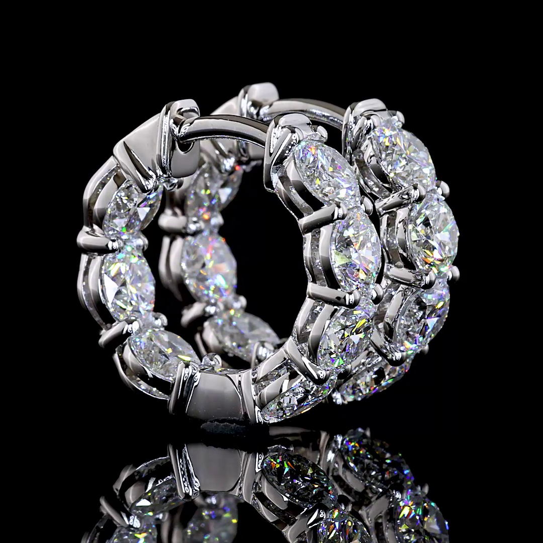 14K White Gold Round Huggies – ER23455 - image 2