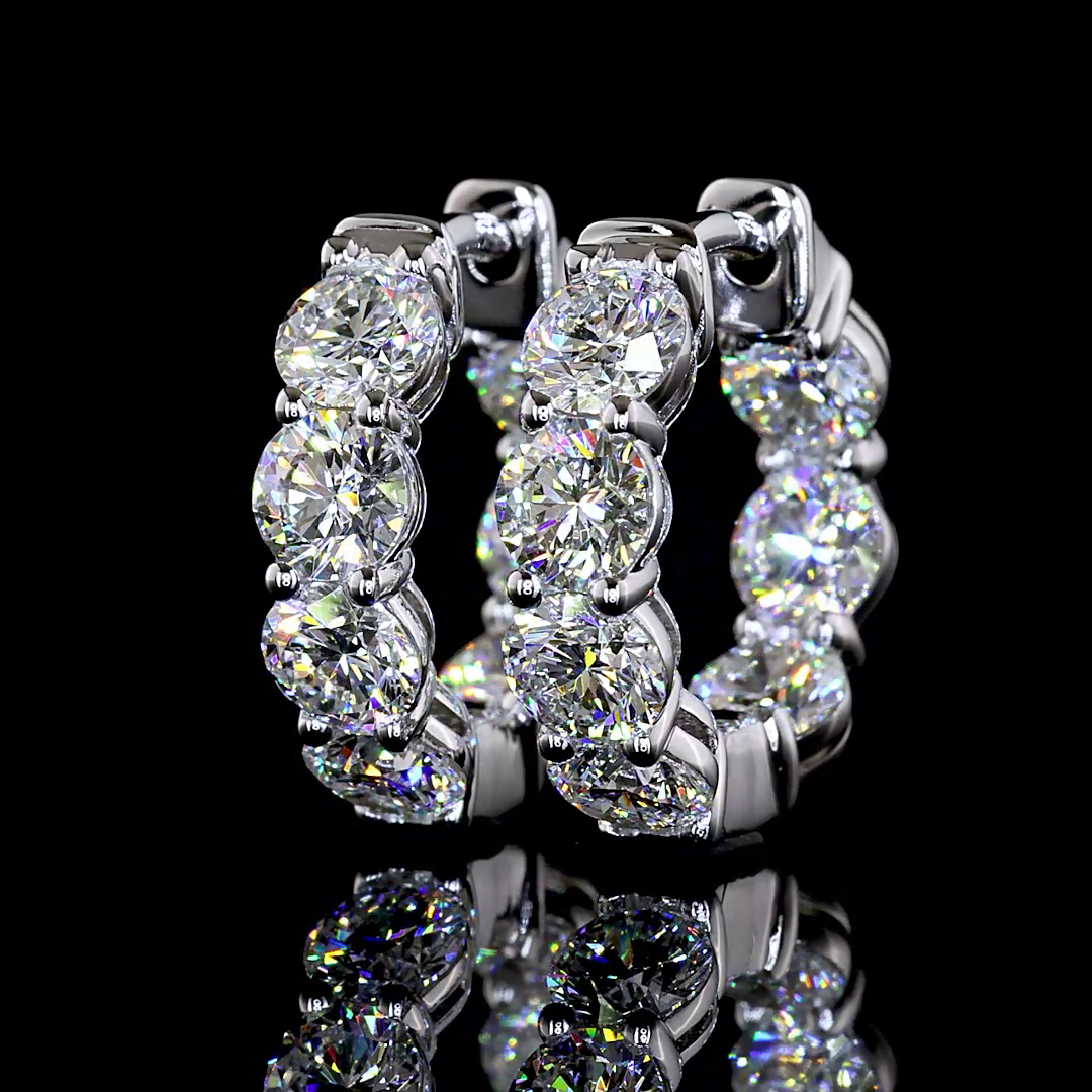 14K White Gold Round Huggies – ER23455 - image 3