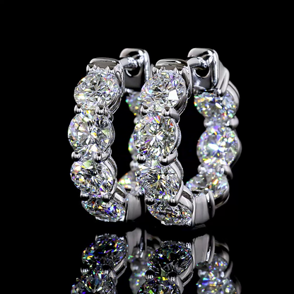 14K White Gold Round Huggies – ER23455 - image 3