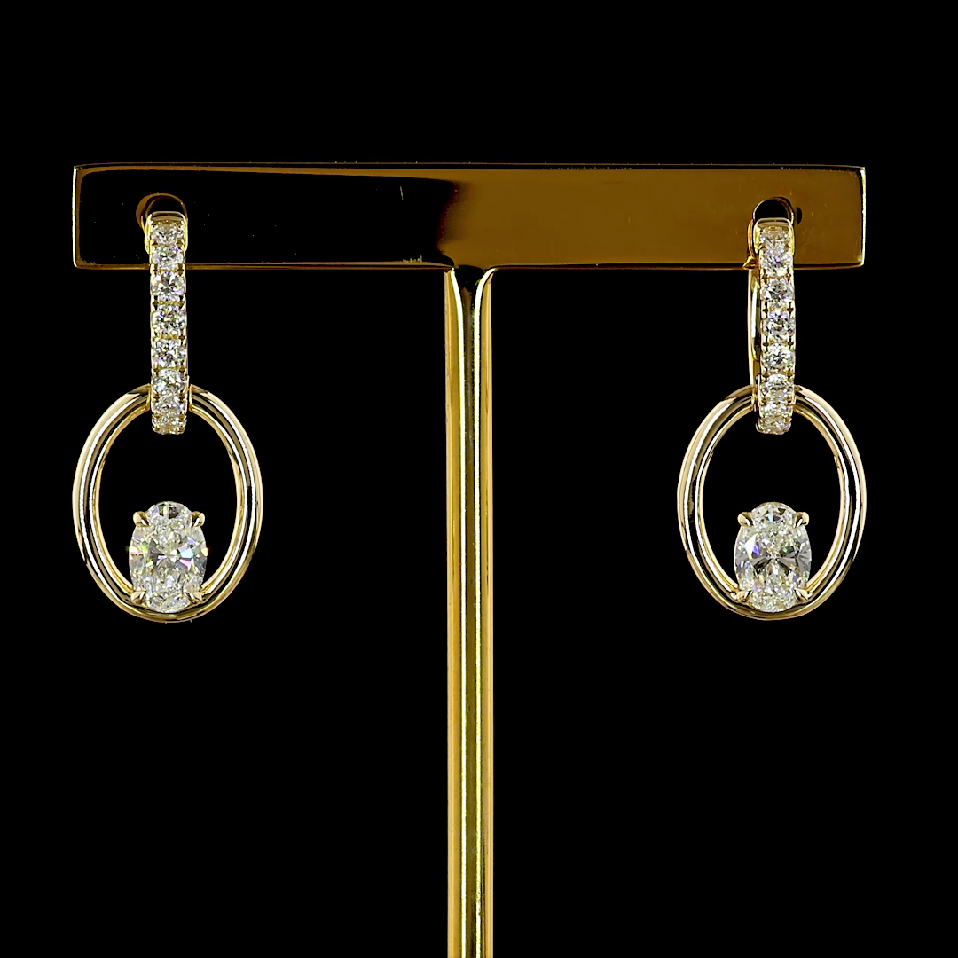 14K Yellow Gold Oval Hanging – ER23492 - image 1