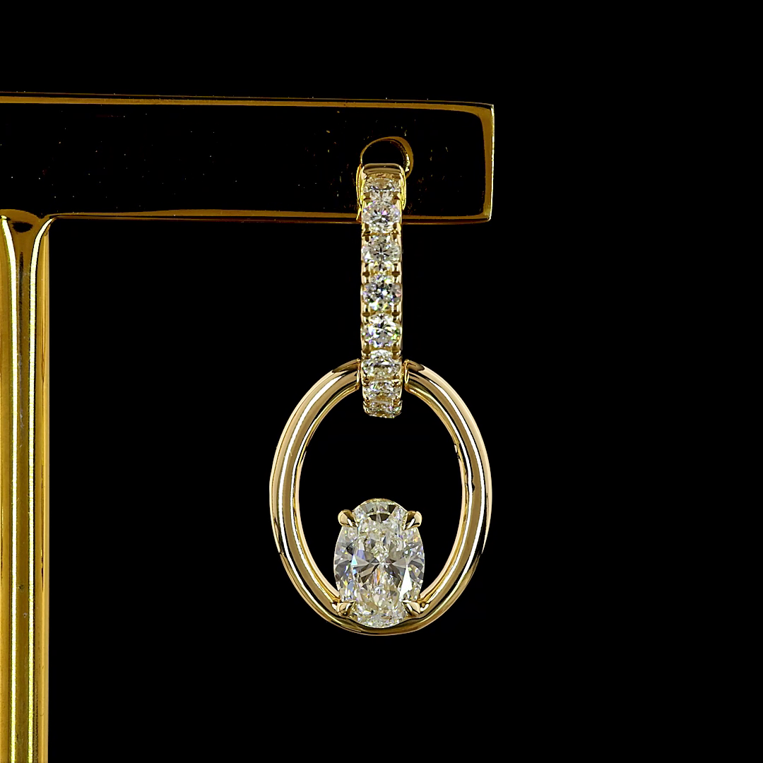 14K Yellow Gold Oval Hanging – ER23492 - image 2